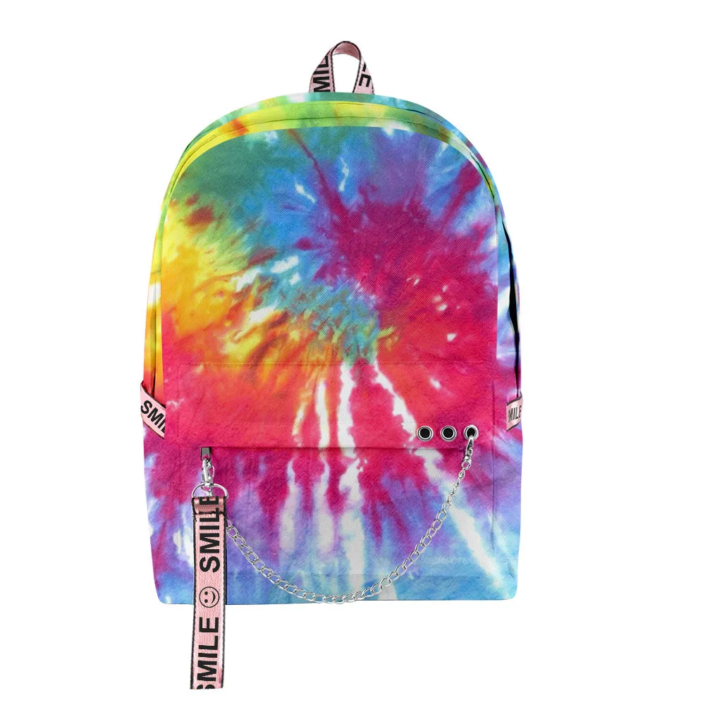 Cartoon Novelty Cool School Bags Unisex Colourful Tie dye Travel Bags 3D Print Oxford Waterproof Notebook Shoulder Backpacks