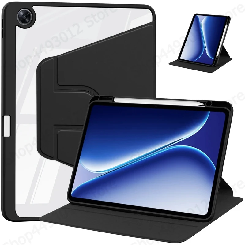Elegant 360° Rotating Acrylic Tablet Stand Case with Pencil Holder -