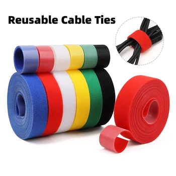 5m/roll Cable Ties 10/15/20/25mm Reusable Loop Bundle Self Adhesive Nylon Strap Organizer Clip Wire Fastening Tape Management 1