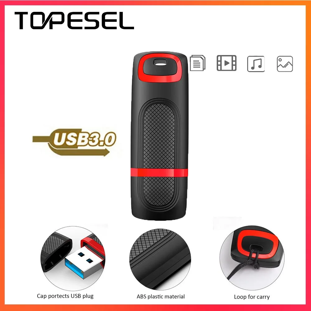 Topesel-usb 3.0 High Velocidade Flash Drive Thumb Memory Stick Pen Drive para pc Mac Telefone 64gb 1pc Pcs Pcs Pcs 10 Pcs