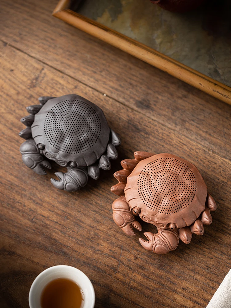 Tea Pet Ornaments Creative Crab Integrated Filter Tea Drain Purple Sand Ceremony Accessories Tea Pet Ornaments