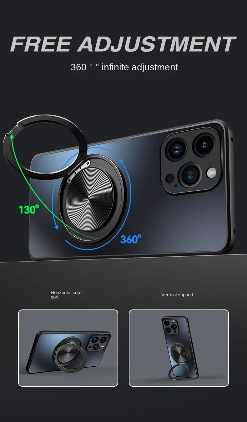 Hard Matte Magnetic Protective Back Cover with Ring Stand