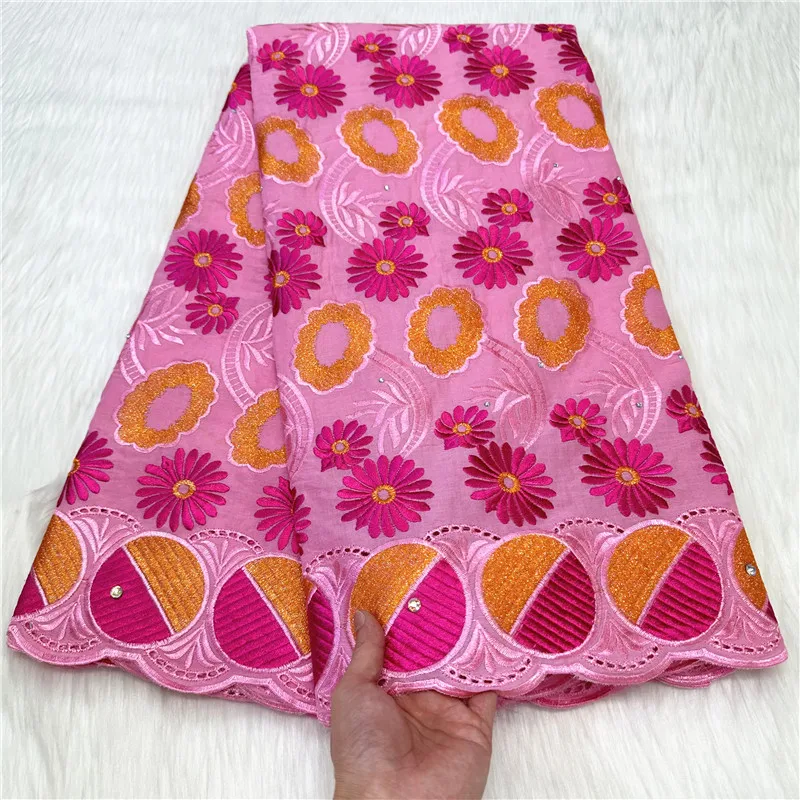 

5 yard Swiss lace fabric heavy beaded embroidery African 100% cotton fabrics Swiss voile lace popular Dubai style 7L101004