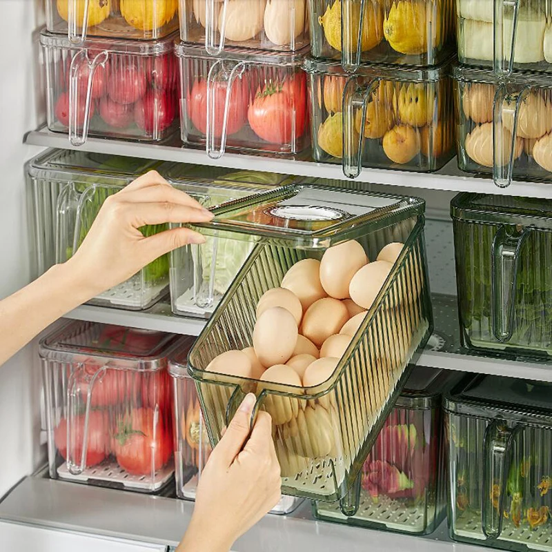 Stackable Transparent Food Storage Box Refrigerator Storage Box Drawer Storage  Box Refrigerator Fruit and Vegetable Storage Box