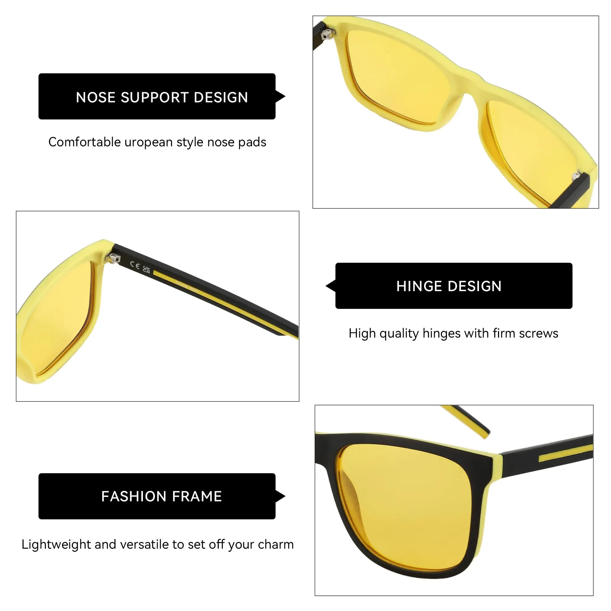 ZENOTTIC Men's Polarized Sunglasses-Lightweight TR90 Frame Square Mens Sunglasses UV400 Protection Night Vision Goggles
