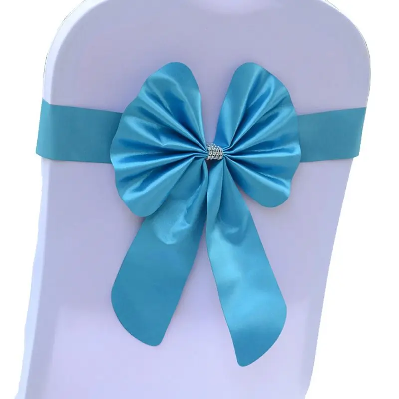 Chair Sashes Tie Satin Knot Cover Back Colourful Ribbon Belt Bow For Hotel Banquet Wedding Party Event Kindergarten Decoration