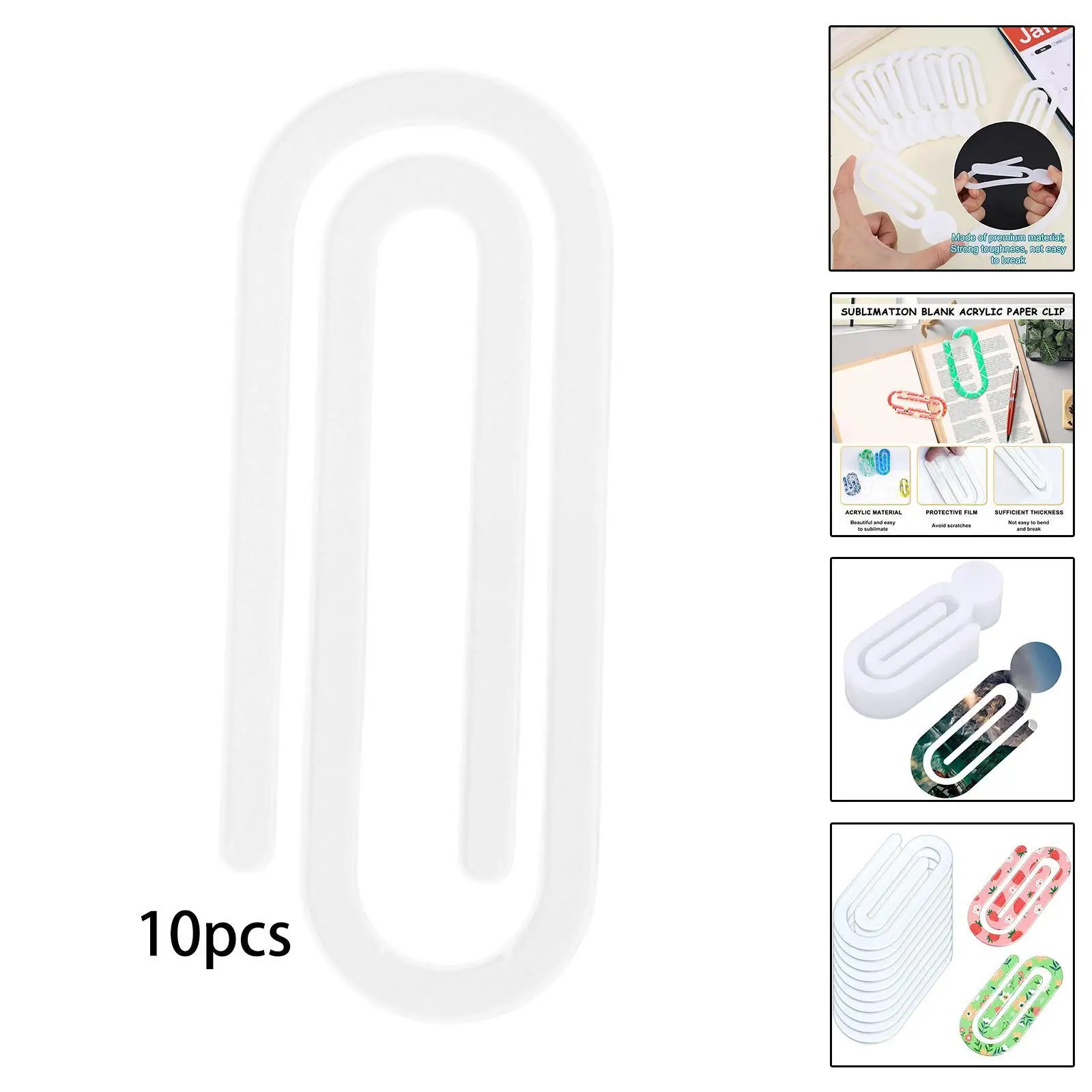 10Pcs 점보 종이 클립 가정용 문서를위한 창조적 인 다목적 승화 책 마크 문구 교실 공예 용품
