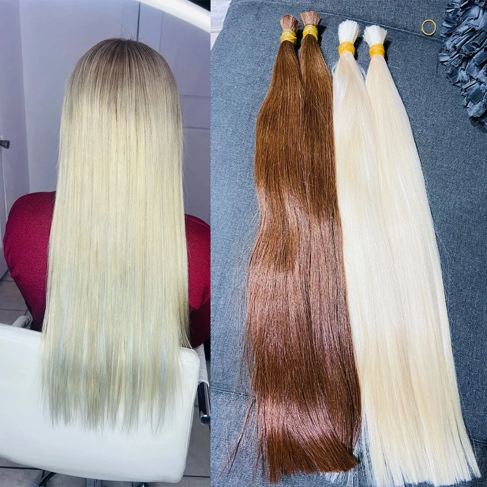 

613 Human Hair Bulk No Weft Vietnamese Hair Virgin Remy Straight Hair Bulk 100g 100% 99j Red Real Natural Hair Extension Grey