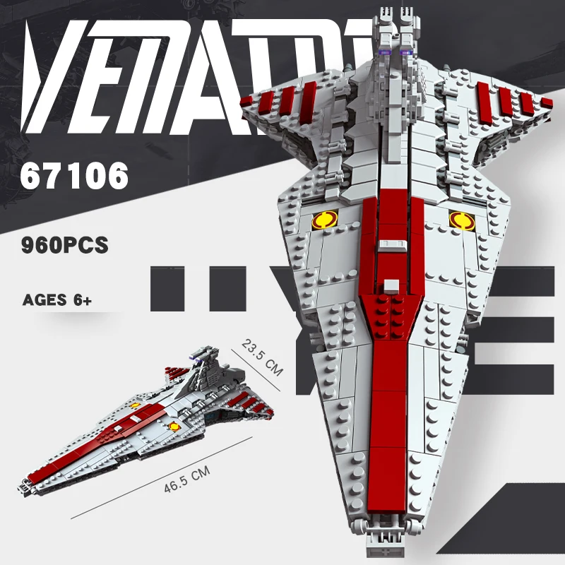 

960 шт., Детский конструктор MOC Space Battleship Attack Cruiser Venator Tie Bomber