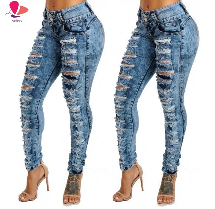 

Fashion Womens Destroyed Ripped Distressed Slim Denim Jeans Boyfriend Jeans Sexy Hole Pencil Trousers New