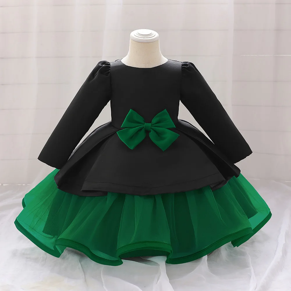 

Baby Baptism 3 2 1 Year Birthday Party Dress Satin Long Sleeves Girl Clothing Princess Christmas New Year Clothing 2024