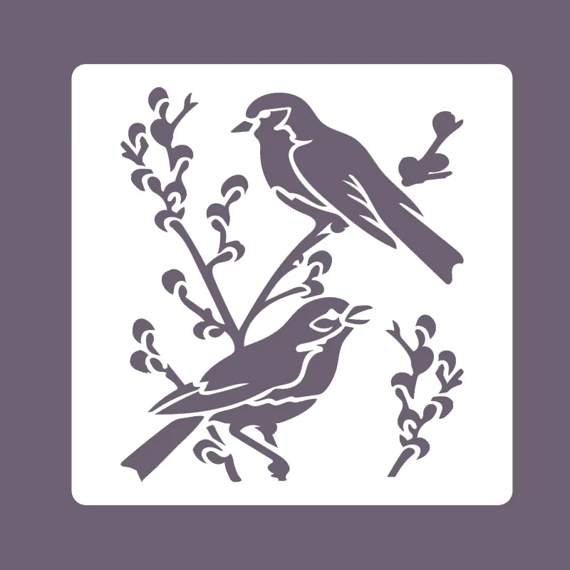 8Pcs/Set 15*15cm Birds Birdcage DIY Layering Stencils Wall Painting Scrapbook Coloring Embossing Album Decorative Te
