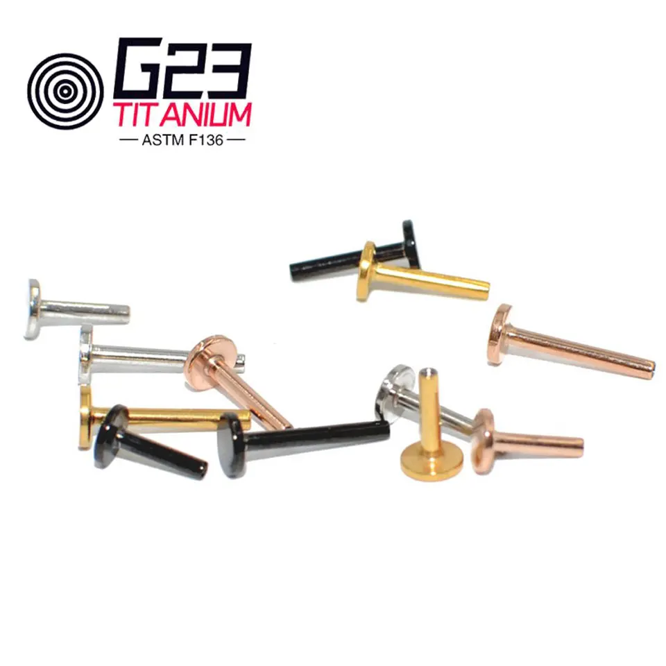 G23 Titanium Base For Labret Nose Piercing Ring Earrings 14G 16G Internally Threaded Base Lip Piercing Body Jewelry 10Pcs Piercing Jewelry Body Piercing Jewelry Body Jewelry Ear Piercing Jewelry