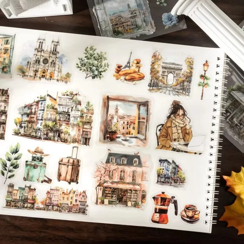 Scenic Sticker Going Paris Landscape Stickers School package Supplies Book Collection Scrapbooking Cut 18Sheets 175*118mm