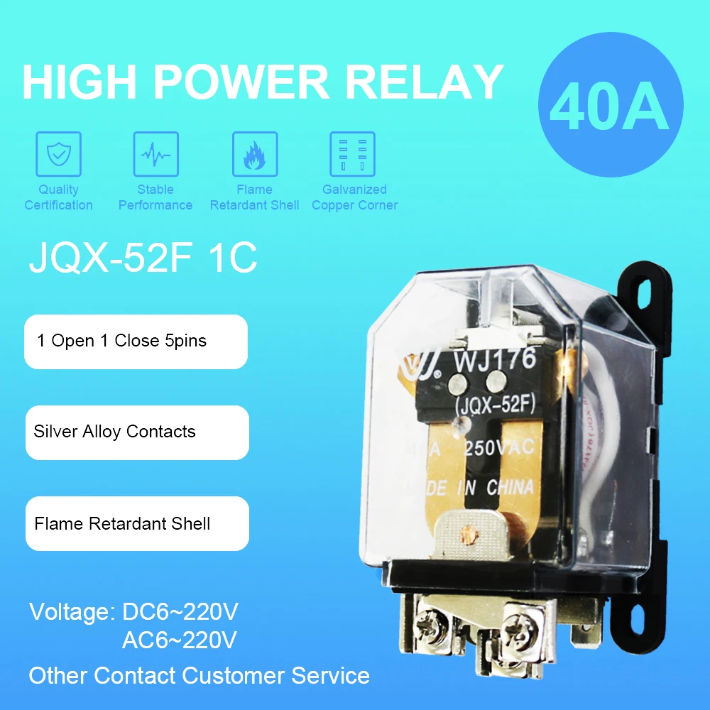 JQX52Fspdt24vdcrelay220v12v40agerelayswitchHighpowerRelay