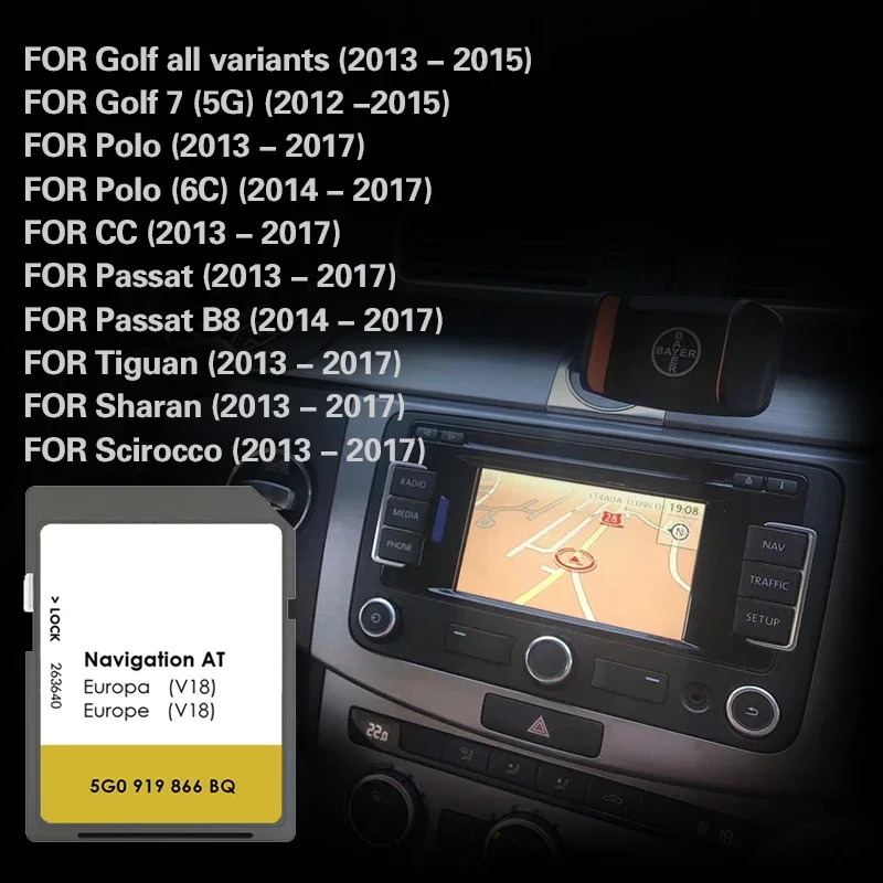 

Full Capacity Cid Changeable SD Card 16GB For VW Navi Version Map MIB1 Sat Nav AT V18 Gps Map Karte