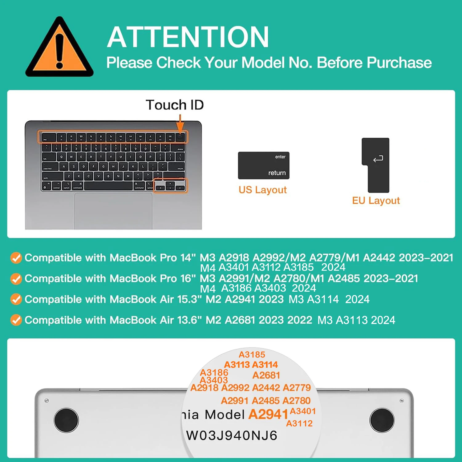 Keyboard Cover For M1/M2/M3/M4 Chip Macbook Pro /Air 14/15/13.6/16/ inch Skin UK/US Layout A3185/A3186/A3112/A3403/A3401/A2918