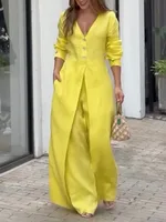 Gymystars 2026 Summer Jumpsuit Woman V-neck One-piece Jumpsuits New Fashion High Waisted Pockets Loose Green Clothes Setsfemale - Image 4
