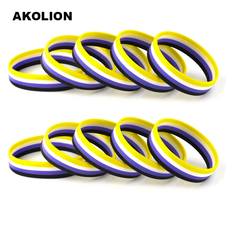 

Nonbinary Flag Bracelets Silicone Rubber Bracelets Sports Wrist Band Bangle for Women Men 10pcs SLP-0008