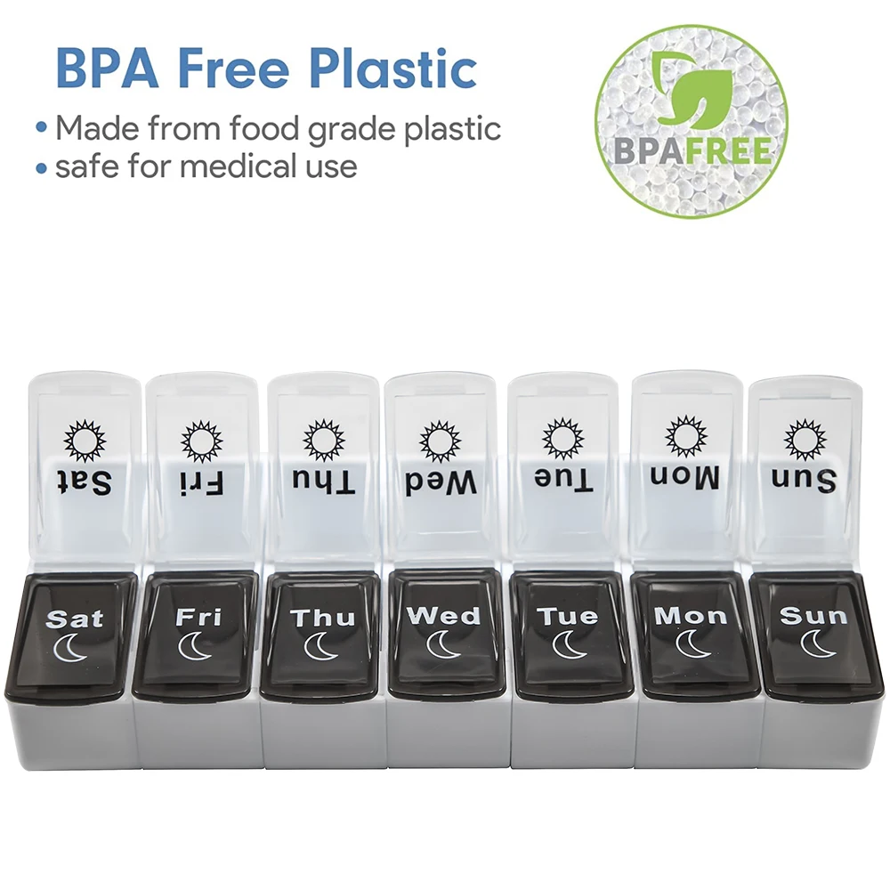 Compact 14-Slot Weekly Travel Pill Organizer
