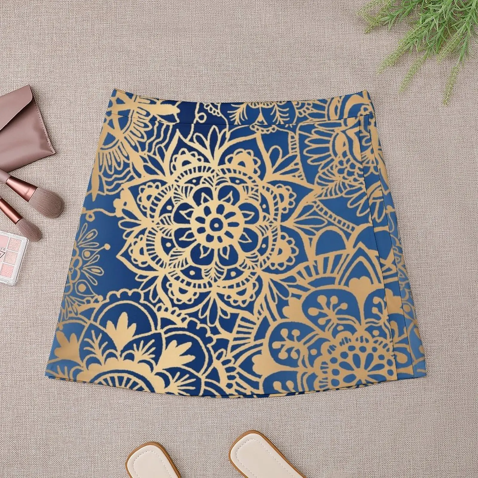 Blue and Gold Mandala Pattern Mini Skirt Clothes for summer extreme mini dress festival outfit women luxury clothes women