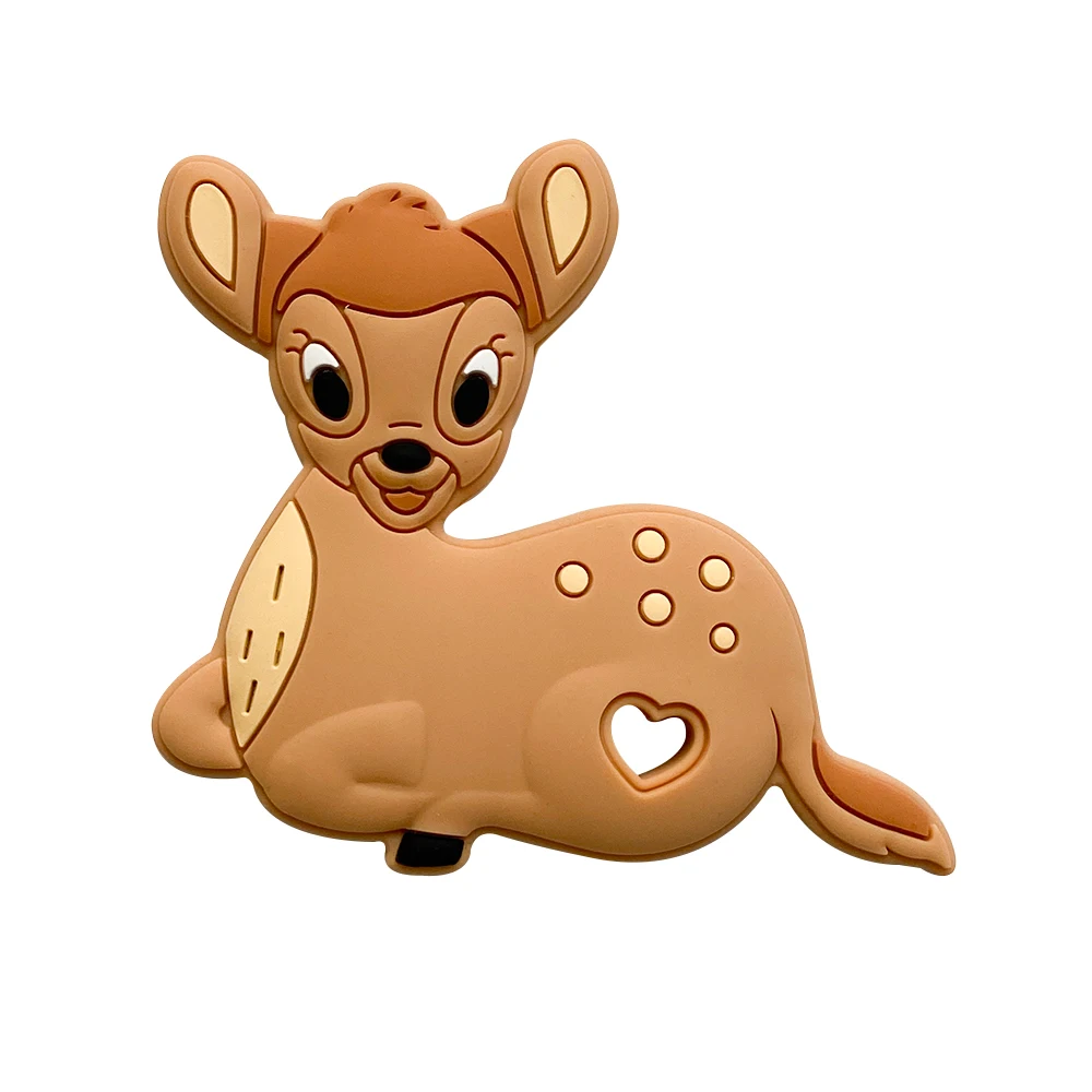 1/3/10pcs Cartoon Animal Deer Silicone Teether Baby Rodent Teeth Care DIY Silicone Bead Nipple Chain Chew Toy