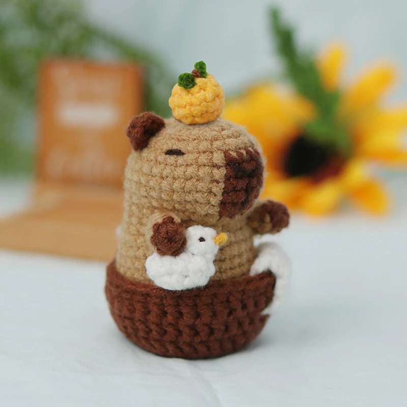 Capybara Crochet Kit Set Cute Crochet Stuffed Animal Kit Handmade Birthday Gift DIY Guinea Pig Yarn Set for Kids Craft Lovers