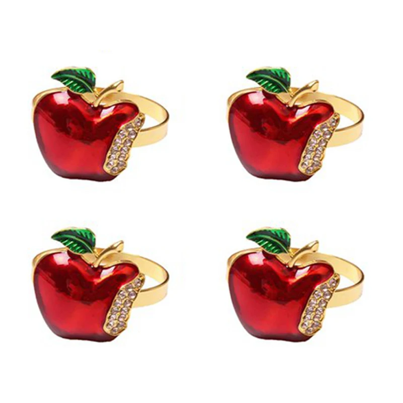 

Napkin Rings Set Of 4, Red Apple Napkin Ring For Wedding, Dinner Party, Banquet, Serviette For Christmas, Birthday