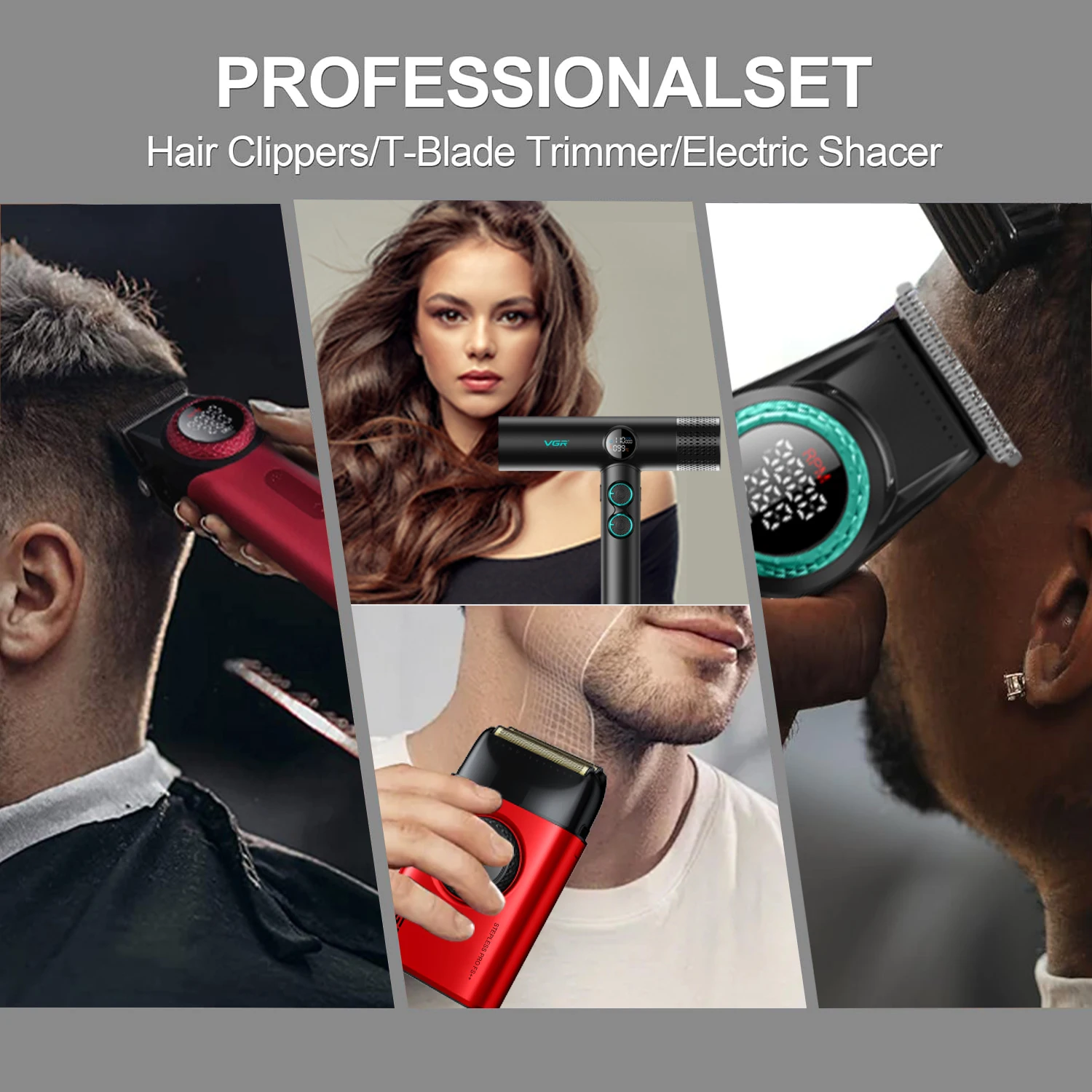 VGR كومبو المهنية 4 في 1 الحلاق كليبرز رجل مجموعة...