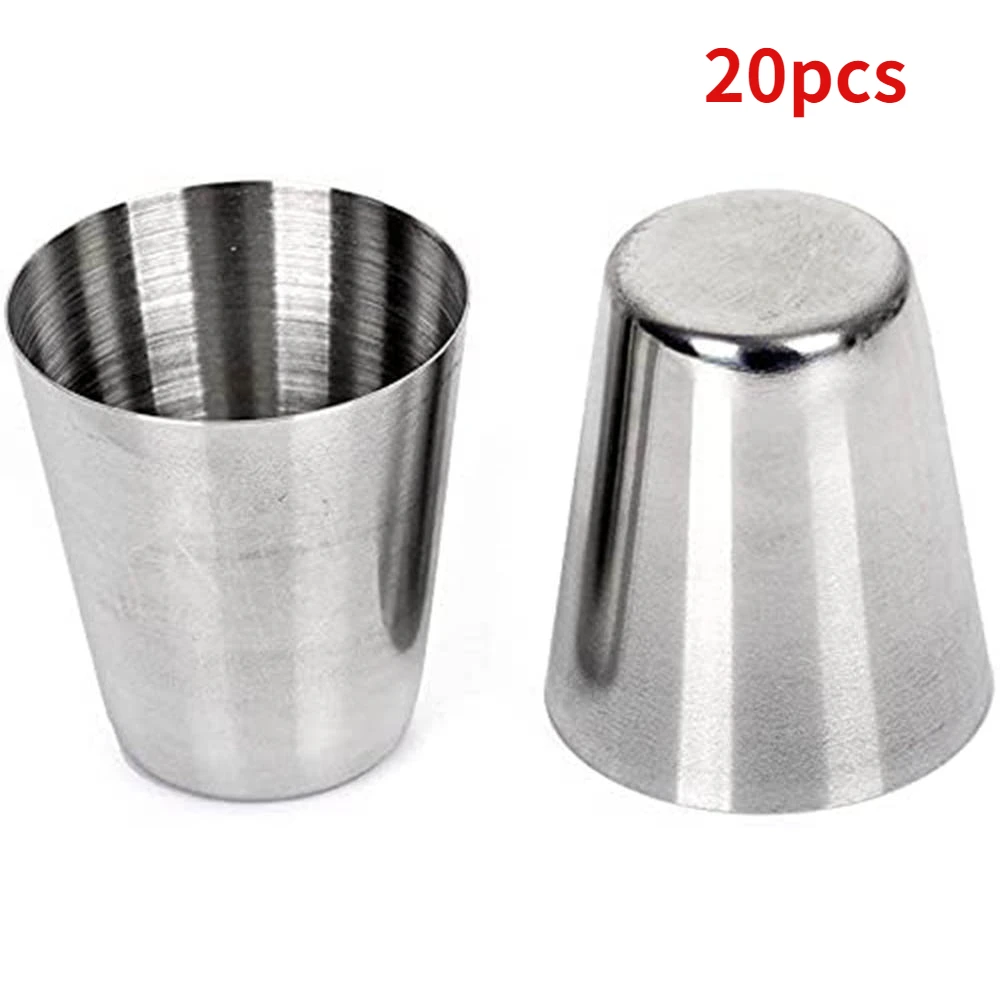 20pcs 30 ml stainless steel wine glasses Outdoor camping Coffee Tea Cup Silver Cup Rugged Metal Shooter