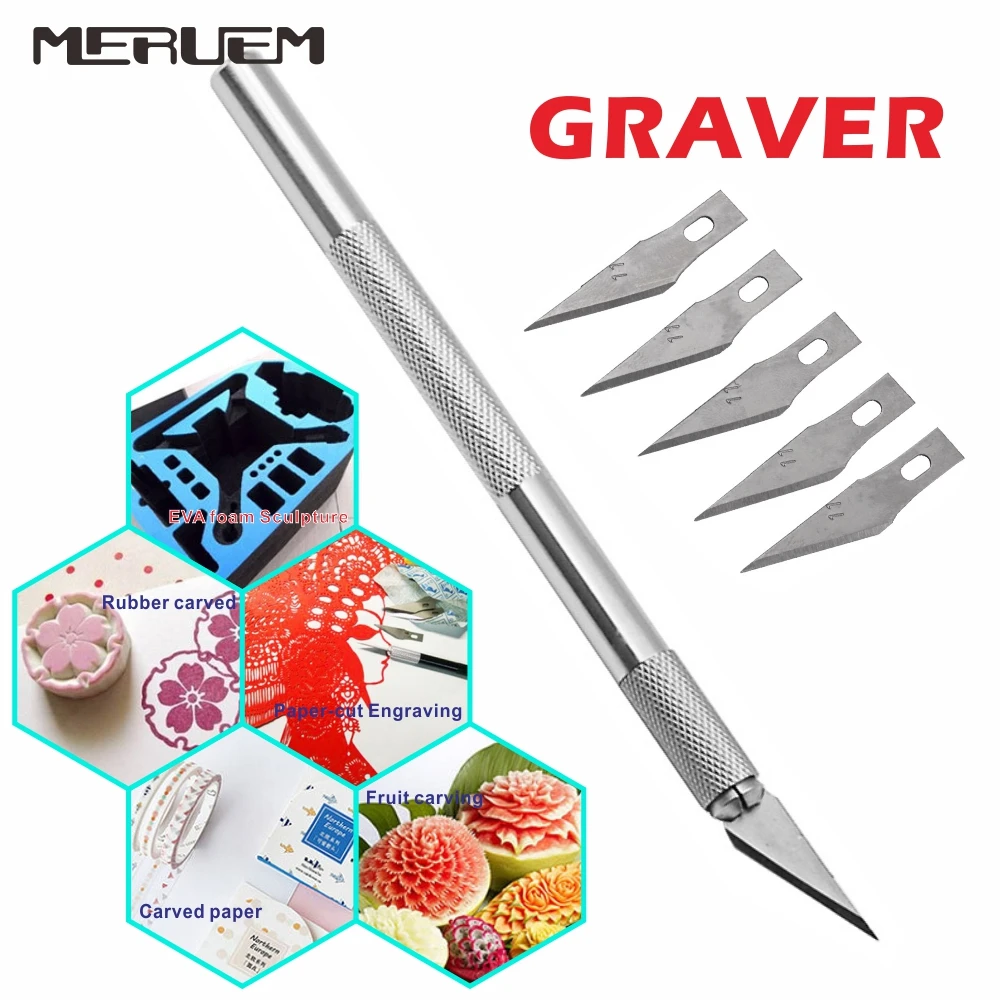 Non-Slip Metal Scalpel Knife Tools Kit Cutter Engraving Craft knives Mobile Phone PCB DIY Repair Hand Tools Clay Sculpture 5pcs art craft clay pottery tools modeling sculpture sculpting carver carving tools pen silicone fondant shaping pen brush