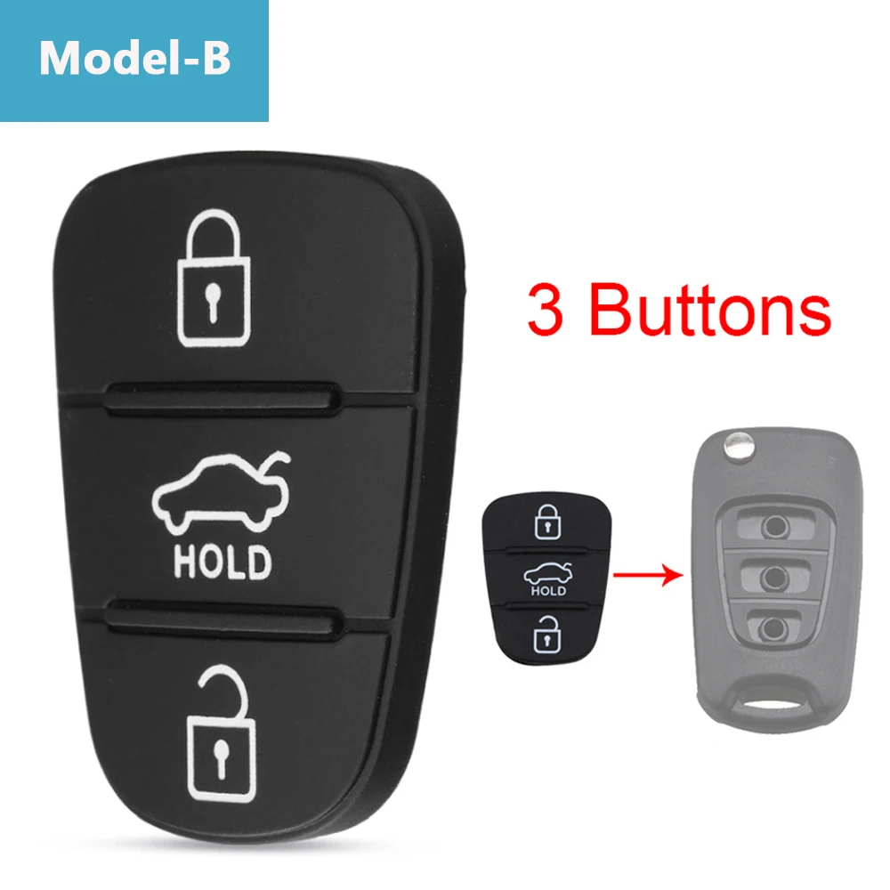 3 Buttons Remote Car Key Shell Fob Rubber Pad Fit Hyundai Solaris Accent Tucson l10 l20 l30 IX35 Kia K2 K5 Rio Ceed Key Case