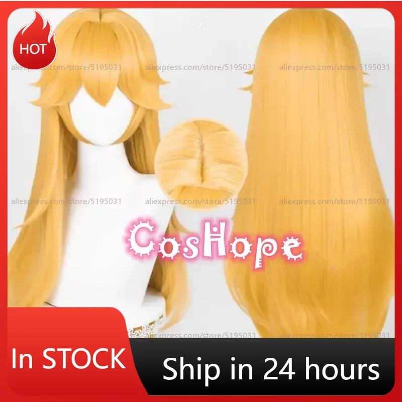 

Princess Peach Cosplay Wig 75cm Long Straight Golden Yellow Wig Cosplay Anime Cosplay Wigs Heat Resistant Synthetic Wigs