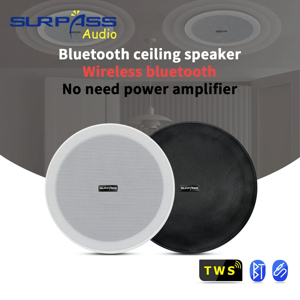 Moisture-proof new 6 inch bluetooth in-wall compatible ceiling speaker active home theater speaker white classic black new