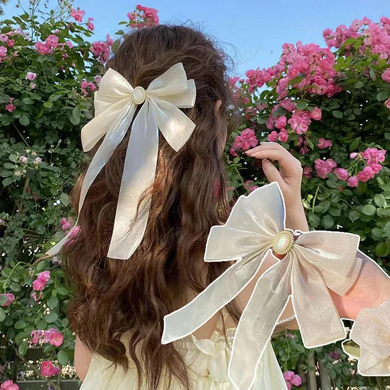 

Vintage French Organza Ribbon Bowknot Hair Bow Hairpins Women Elegant Hair Clips Hairpin Hair Accessories Girls Hair Barrettes