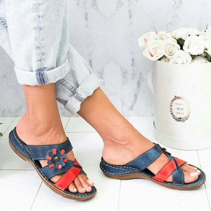 Gladiator Sandals Women's Summer Floral Comfortable Sandals Ladies Strap Slippers Roman Female Flip Flops Outdoor Sandals Cusion 