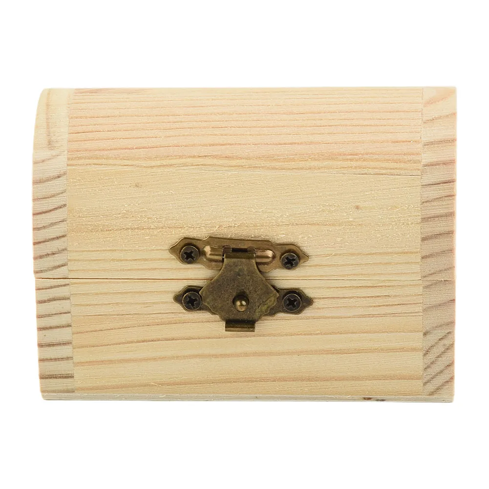 1x Plain Wood Wooden Arched Hinged Storage Boxes Craft Gift Box Multifunction Home Jewelry Sundries Cosmetics Storage Boxes 5