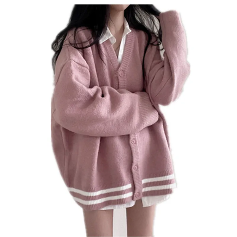 Japan School Sweater Spring Autumn 100% V-neck Cotton Knitted Sweater JK Uniforms Cardigan Multicolor Student Girls Cosplay