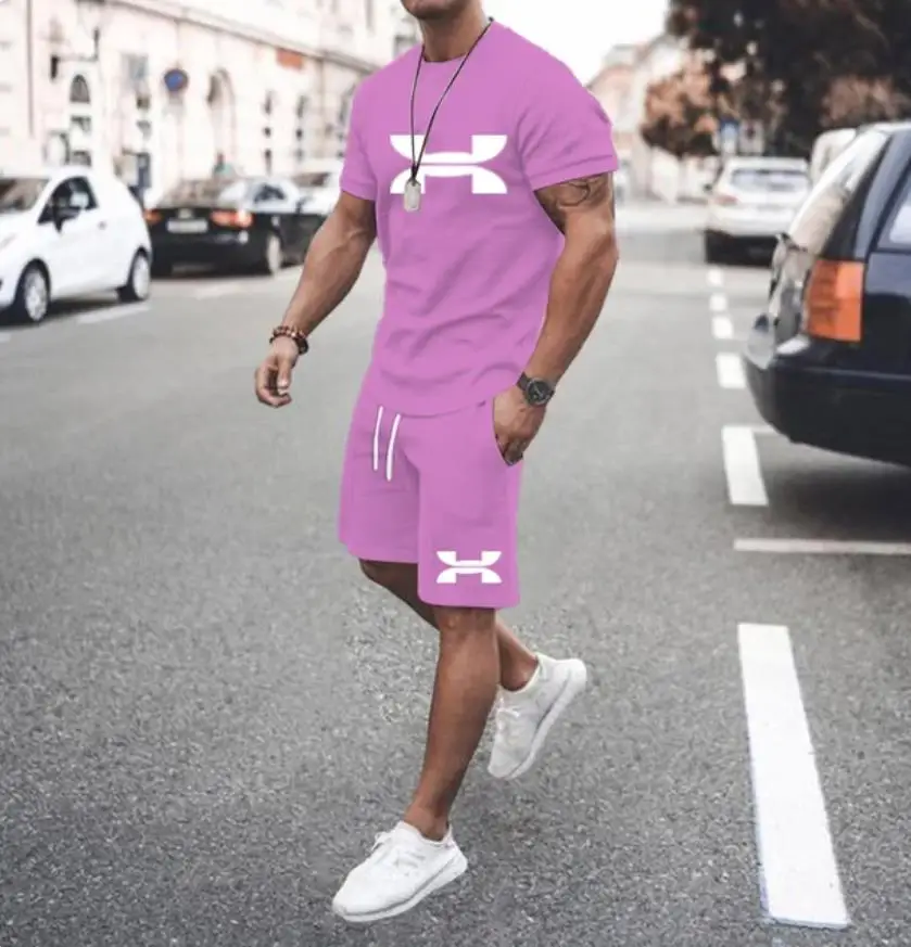 New 2024 Summer Men's clothing short-sleeved T-shirt + five-point shorts 2-piece set tracksuit fashion jogging casual Men's sets