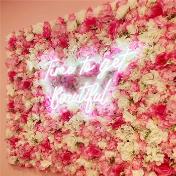 Fiore artificiale da parete con fiori di rosa di seta rosa per la decorazione di nozze, parete di fiori, babyhow, matrimonio, Natale, sfondo per la casa 1