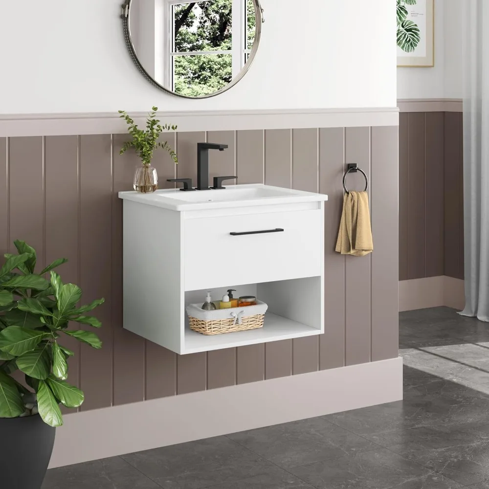 24" Bathroom Vanity with Sink, Wall Mounted Bathroom Sink Cabinet , Modern Clearance Bathroom Vanities with Sink Combo Set 3