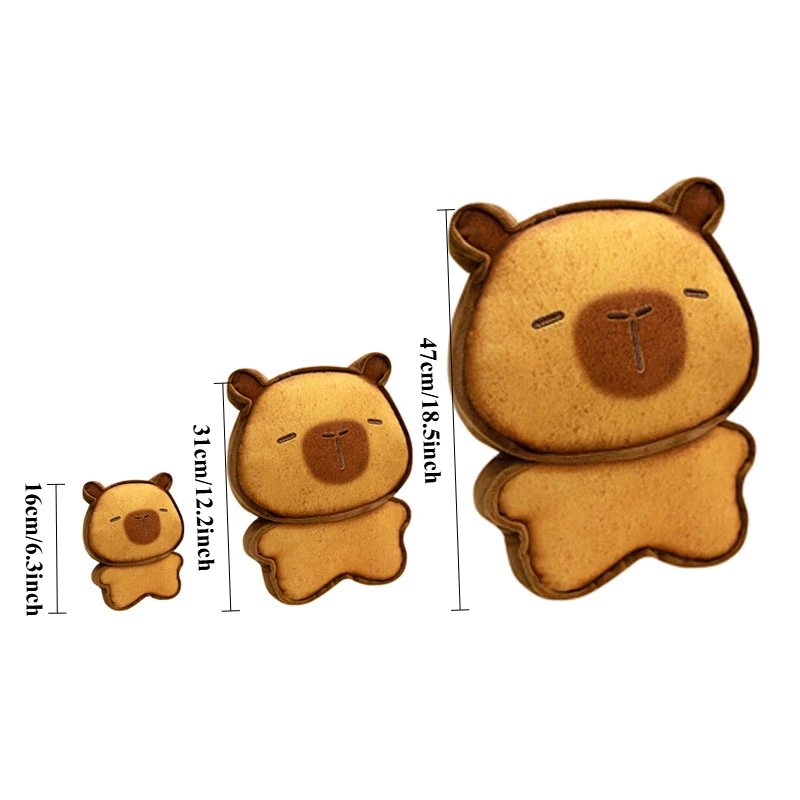 Kawaii Plush Biscuit Capybara Throw Pillow Capibara Cake Cookie Toast Keychain Sofa Cushion Nap Sleeping Toys Birthday Gift