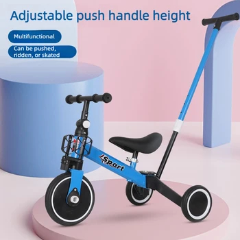 Triciclo 3 in 1 per Bambini da 1-5 Anni, Passeggino con Telaio in Metallo Rinforzato, Bicicletta e Monopattino per Bambini, Bicicletta Senza Pedali per Imparare a Camminare
