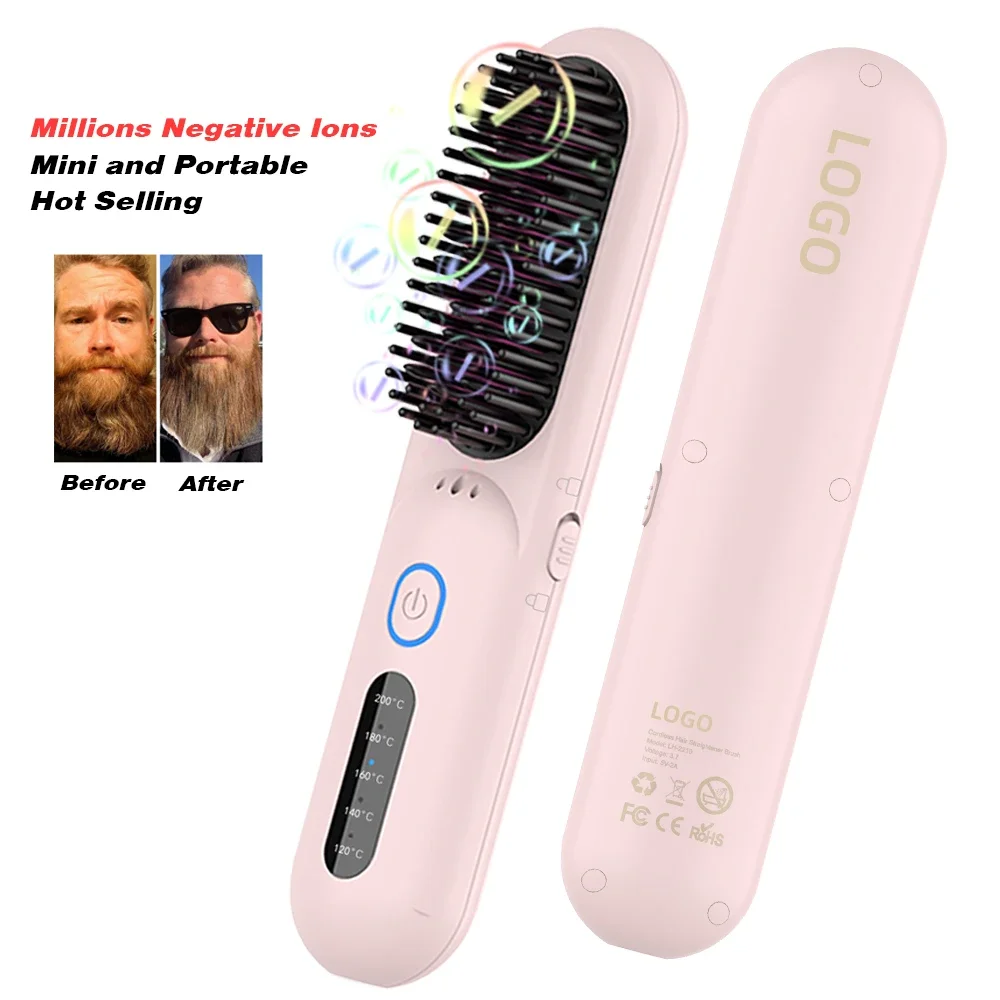 Cordless Suppliers Beard Hair Straightener Comb Brush For Men Ceramic Professional Anion Beard Straightening Comb