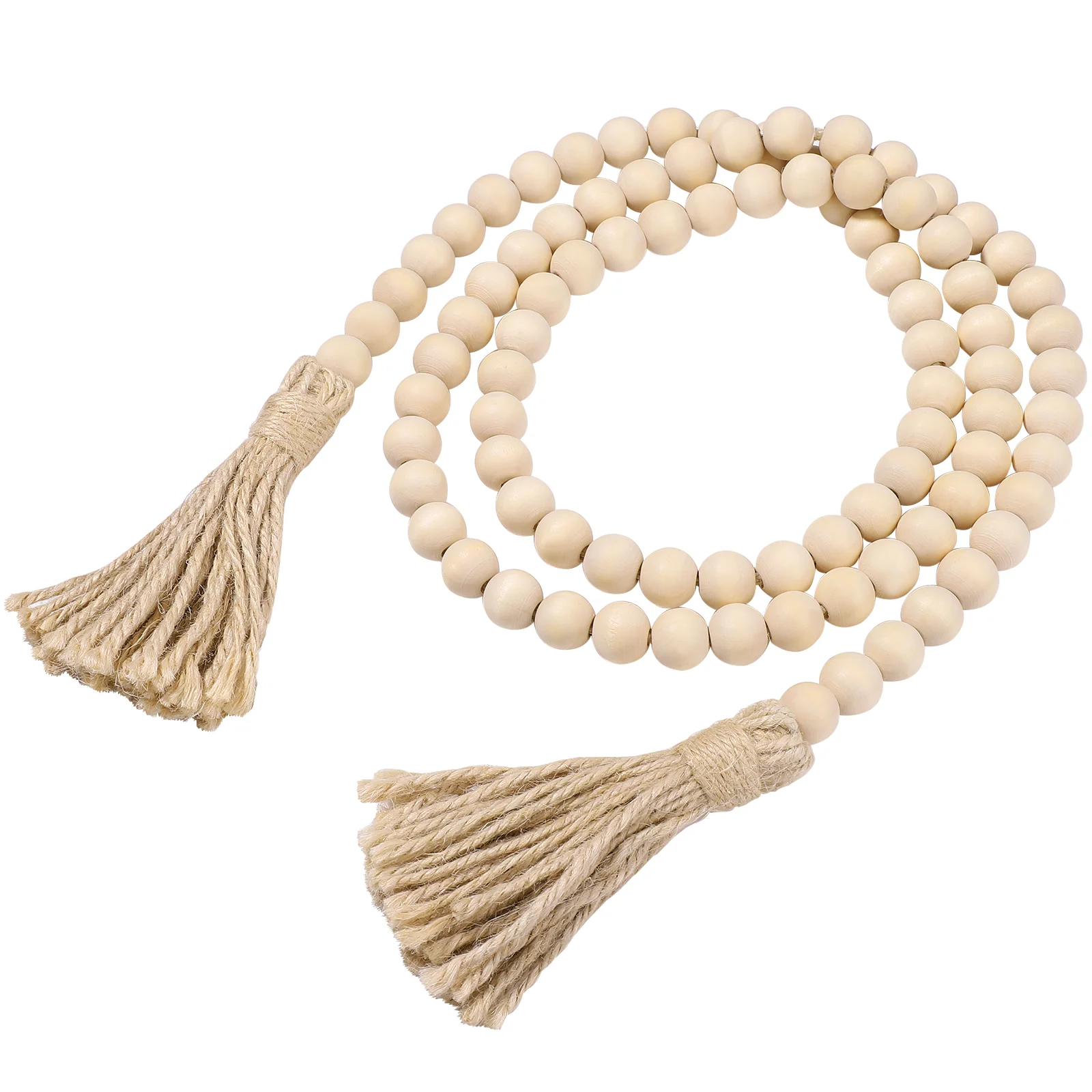 

Farmhouse Big 57in Wood Bead Garland with Tassels Farmhouse Beads Rustic Decor Prayer Beads Wall Hanging Decor for Family and