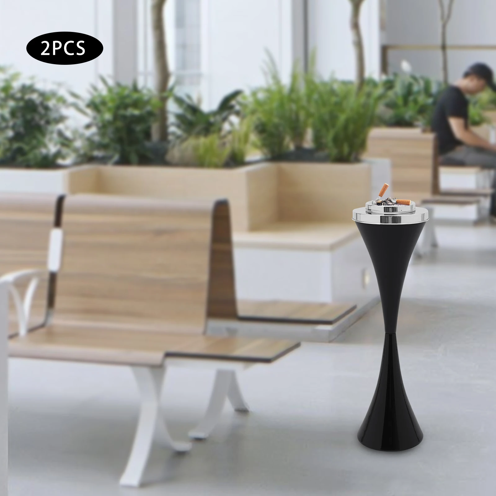 

Standing Outdoor Ashtray for Home Patio, Windproof, Large and Tall, Outside Ashtrays for Cigarette Butt Holder Receptacle