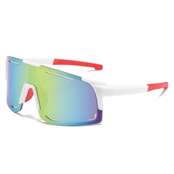 Unisex Oversized Wraparound Sports Sunglasses - Fashionable UV400 Protection (White red)