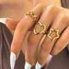 Stainless Steel Rings Love Heart Shiny Star Delicate Pattern Rings For Women Jewelry for Friends Party Gift Adjustable Opening 1