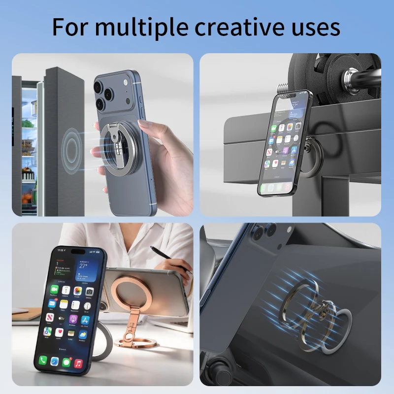 Magnetic Multifunctional Foldable Metal Phone Holder - Double-Sided and Universal Compatibility