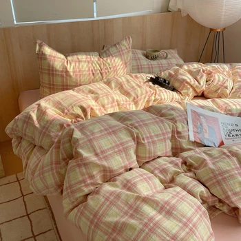 Y1 Home100% cotton Soft Bedding Set Stripe Printing Duvet Cover with Pillow Case Bedclothes Bedspread Pillowcases Comforter Sets 1